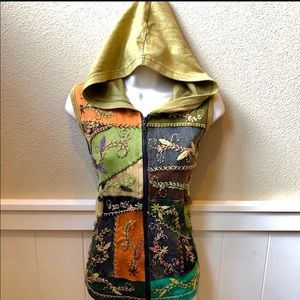 Patchwork Zip up hooded vest